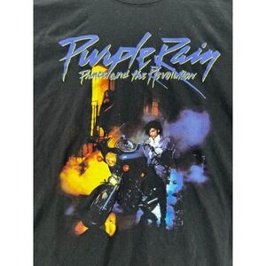 Prince Purple Rain T-shirt Adult 2XL Black Movie Album Guitar Singer Pop Stretch